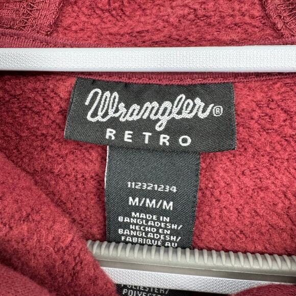 NWOT Wrangler Retro® Aztec Logo Sherpa Hoodie M Burgundy Western Cowgirl Rodeo - Picture 8 of 11